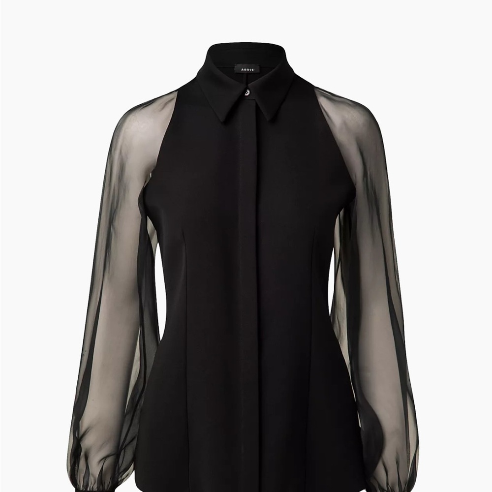 Akris Black Sheer Sleeve Women's Top